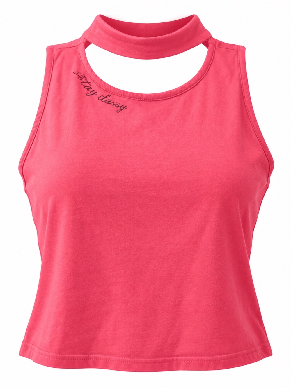 Cute Pink Mock Neck Crop Tank Y2K Coquette Sleeveless Top Medium